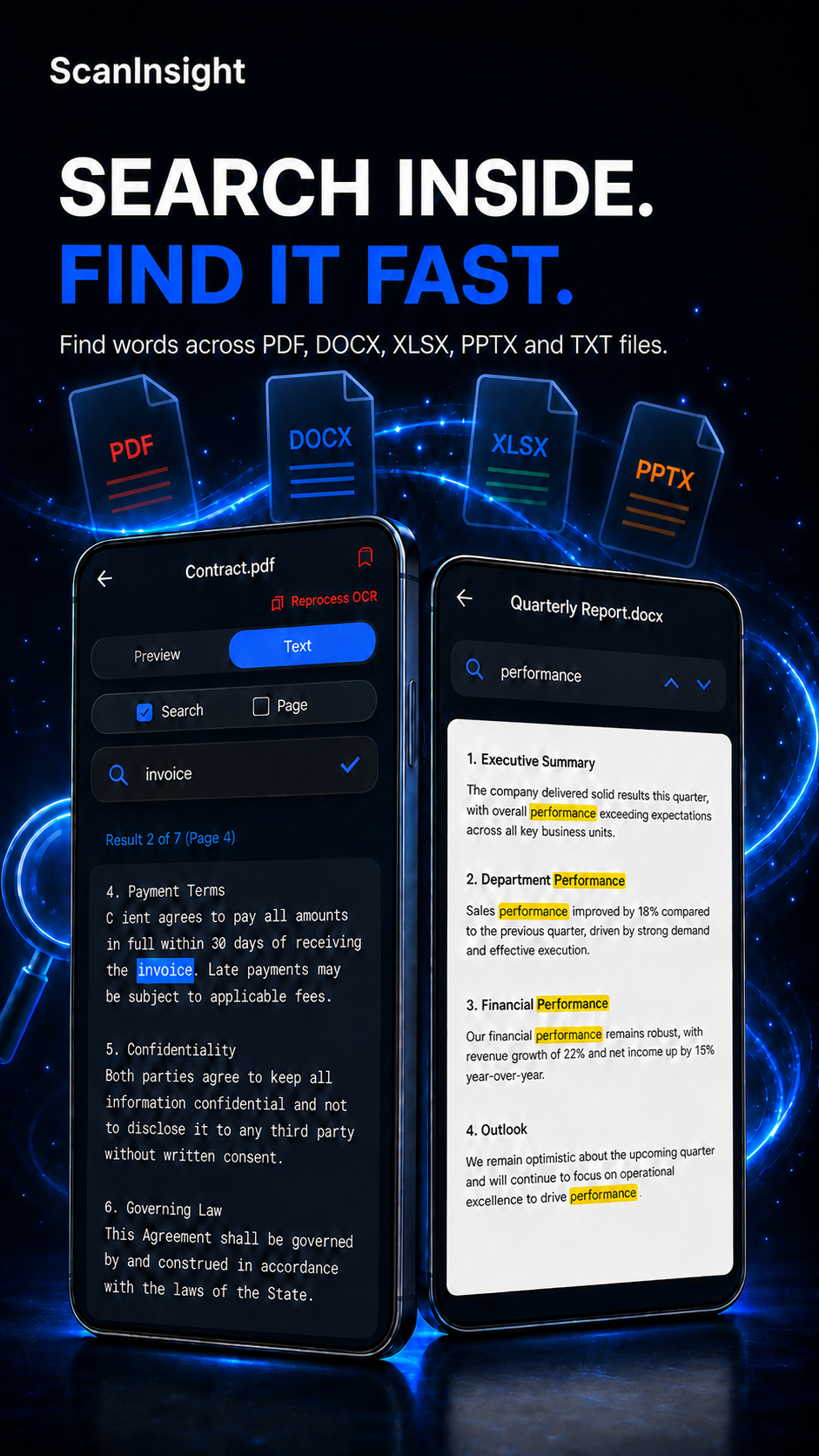 Search across recognised document text in ScanInsight