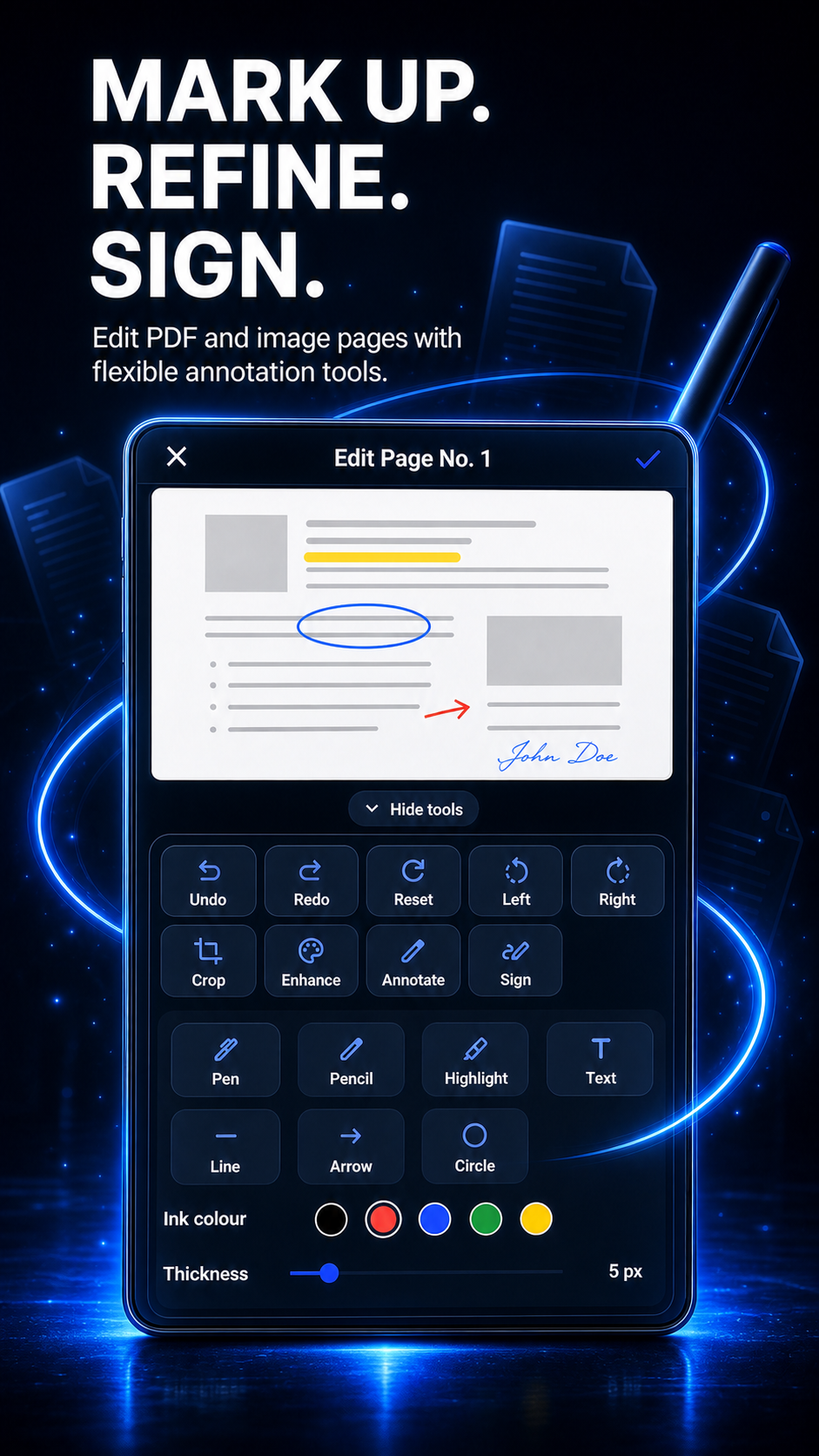 Cropping and signing document pages in ScanInsight